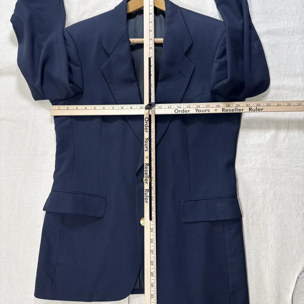 Vtg USA Made Christian Dior 42 Navy Blue Gold Button Blazer Jacket Sport Coat